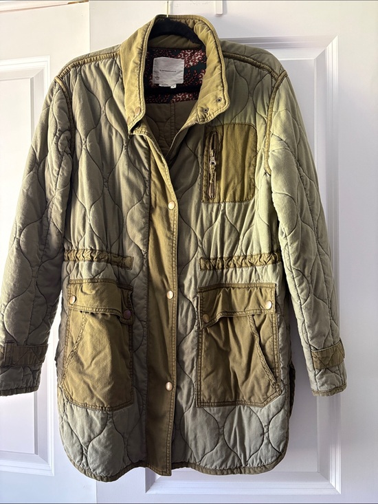 Anthropologie Jackets & Blazers - Anthropologie Olive Quilted Utility Jacket with Patch Pockets